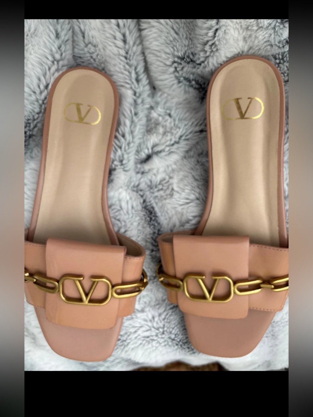 Valentino Tan Leather Vlogo Club Slide Sandals Size EU 39